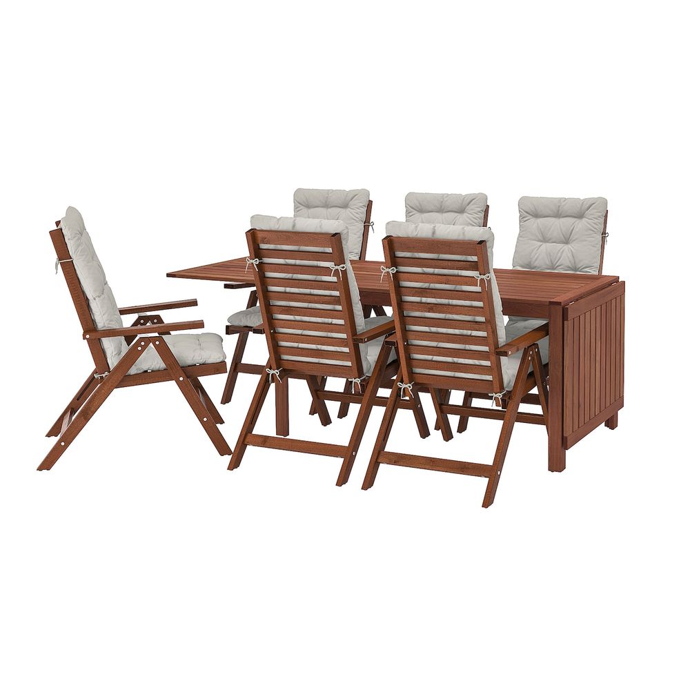 Стол+6кресел,д/сада, коричневая морилка/Куддарна серый IKEA ÄPPLARÖ ЭПЛАРО 292.897.41 - фото 1