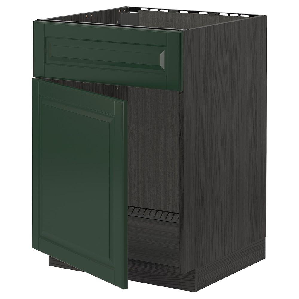 Напольный шкаф под мойку с дверцей, фронтальной пнл, черный/Будбин темно-зеленый 60x60 см IKEA МЕТОД 893.144.22 - схема-чертеж с размерами
