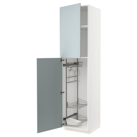 Высокий шкаф с отделением для аксессуаров для уборки, 60x60x240 cm IKEA METOD МЕТОД 394.793.78