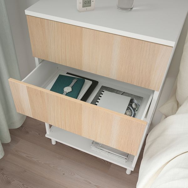 Комод с 2 ящиками, белый/Скрова беленый дуб IKEA OPPHUS ОПХУС 994.879.31 - схема-чертеж с размерами