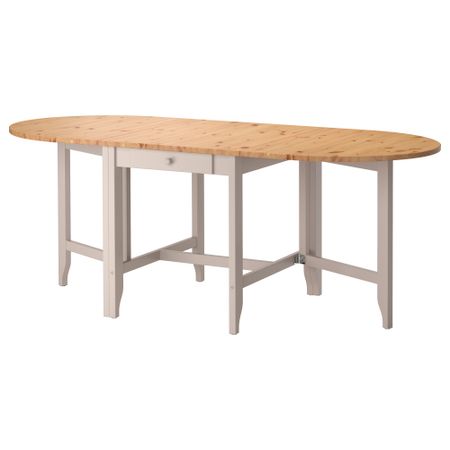 Стол складной ГЭМЛЕБИ, светлая морилка антик, серый (67/134/201x78 см)