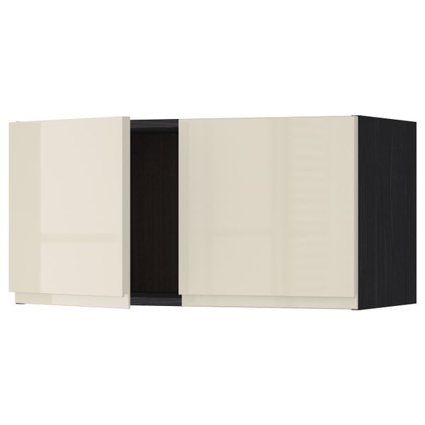 Навесной шкаф с 2 дверями, черный, Воксторп глянцевый светло-бежевый 80x40 см IKEA МЕТОД 392.406.93 - схема-чертеж с размерами