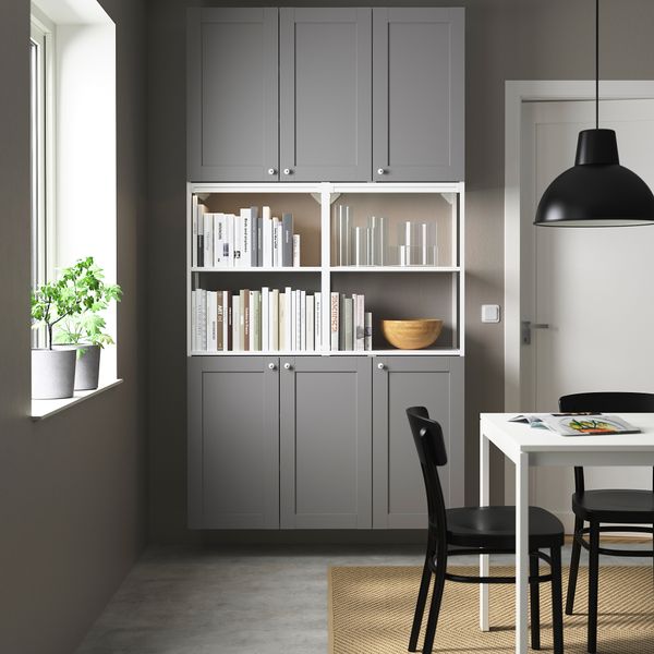 Комбинация для хранения, 120x32x225 см, белый, серый каркас IKEA BEGIVENHET БЕГИВЕНХЕТ 694.802.38 - фото 3