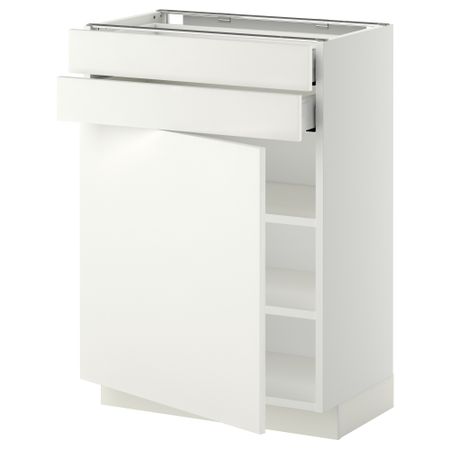 Напольный шкаф с дверцей, 2 ящиками МЕТОД / МАКСИМЕРА, белый, Хэггеби белый