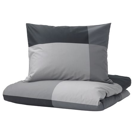 BRUNKRISSLA Пододеяльник и наволочка - чёрный 150x200/50x60 см