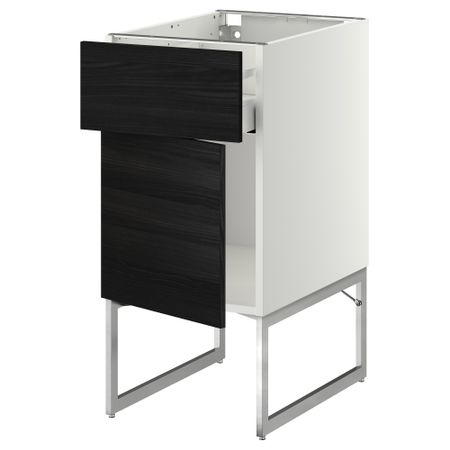Напольный шкаф с ящиком, дверью МЕТОД / МАКСИМЕРА, белый, Тингсрид черный