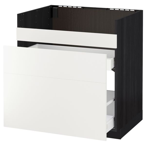 Напольный шкаф под мойку ДУМШЁ, 3 фасада, 2 ящика МЕТОД / МАКСИМЕРА, черный, Хэггеби белый - схема-чертеж с размерами