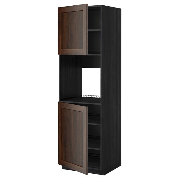 Высокий шкаф для/духовки, 2 дверцы, полки IKEA МЕТОД 192.264.19 - схема-чертеж с размерами