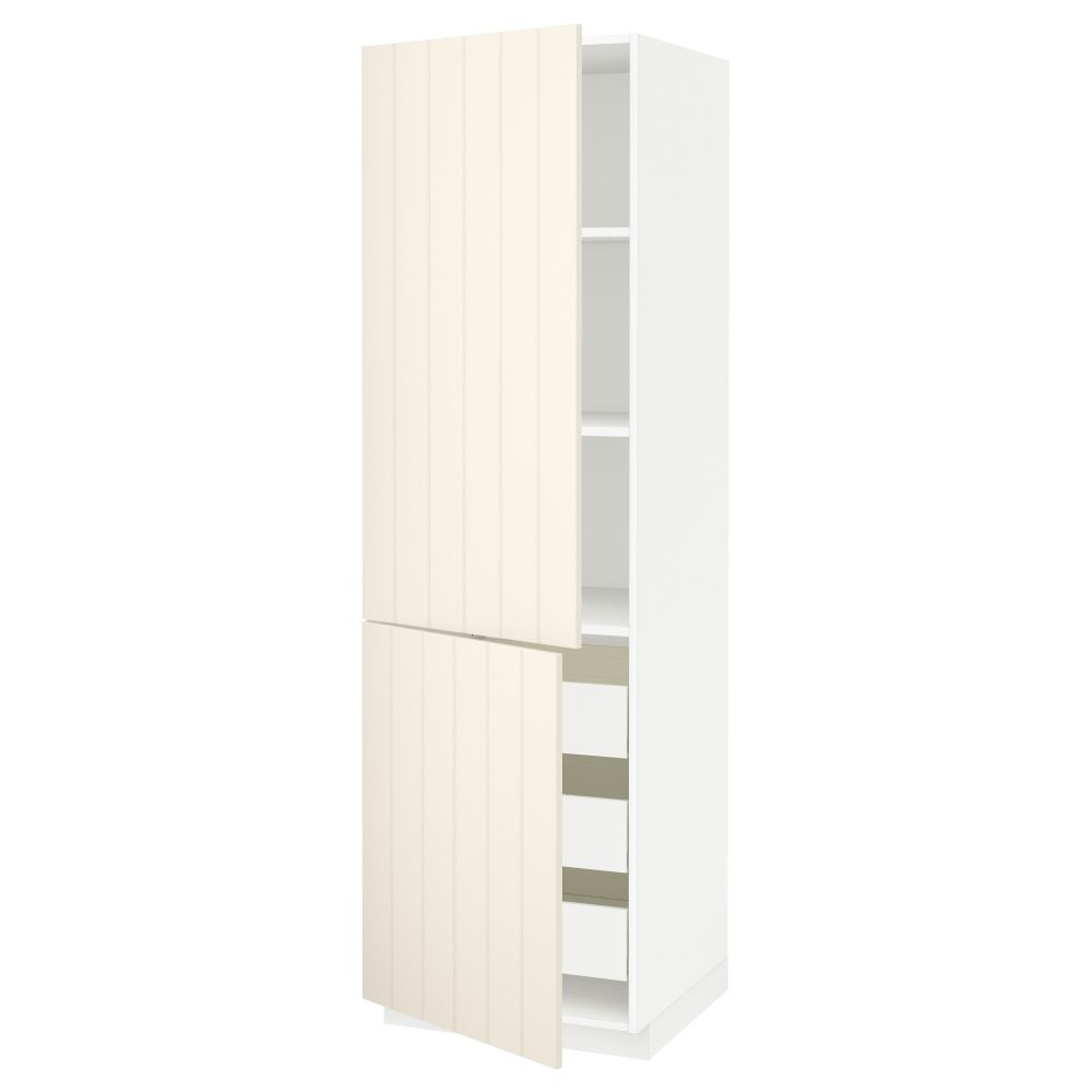 Высокий шкаф + полки, 3 ящика, 2 дверцы МЕТОД / ФОРВАРА, белый, Хитарп белый с оттенком - схема-чертеж с размерами