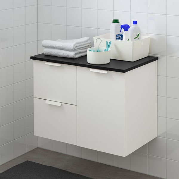 Шкаф под раковину с 3 ящиками, белый/антрацит 82x49x60 см IKEA ГОДМОРГОН / ТОЛКЕН 492.952.51 - фото 2