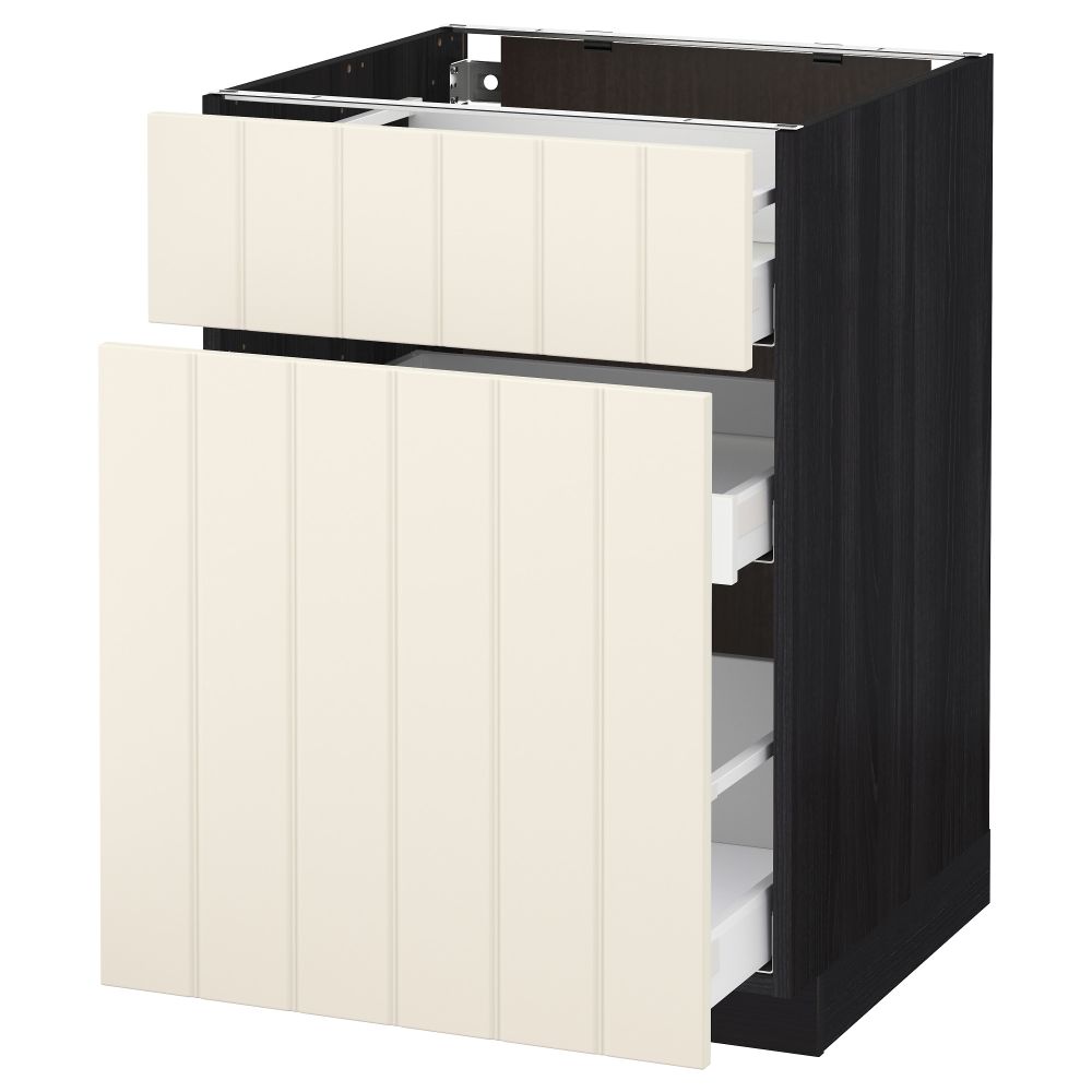 Напольный шкаф, выдвижной секцией, ящик МЕТОД / МАКСИМЕРА, черный, Хитарп белый с оттенком - схема-чертеж с размерами