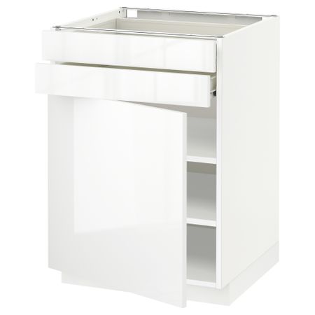 Напольный шкаф с дверцей, 2 ящиками МЕТОД / ФОРВАРА, белый, Рингульт белый