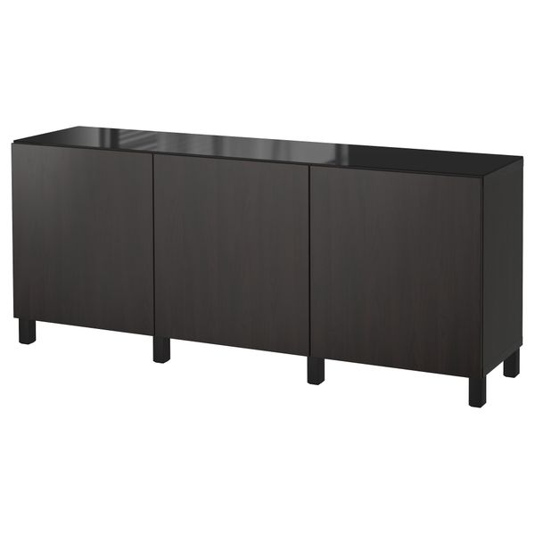 Комбинация для хранения с дверцами БЕСТО, Лаппвикен черно-коричневый (180x40x74 см) - фото 1