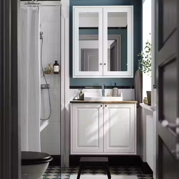 TÄNNFORSEN ТАННФОРСЕН / RUTSJÖN РУТШЁН Шкаф с дверцами/раковина/смеситель - фото 2