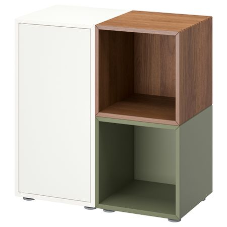 Комбинация шкафов с ножками, белый, под грецкий орех серо-зеленый, 70x35x72 см IKEA EKET ЭКЕТ 695.217.43