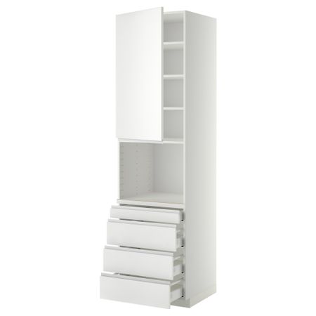 Высокий шкаф для комбинированния СВЧ, 4 ящика МЕТОД / МАКСИМЕРА, белый, Нодста белый