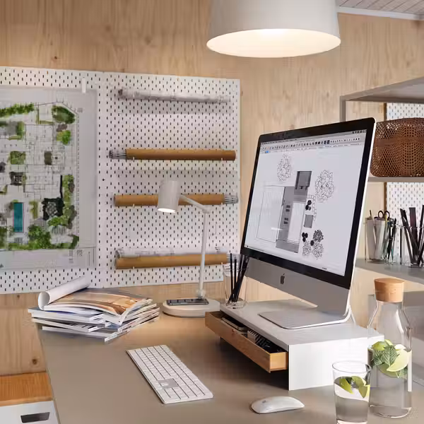 ELLOVEN ЭЛЛОВЕН Подставка для монитора, с ящиком - белый - фото 2