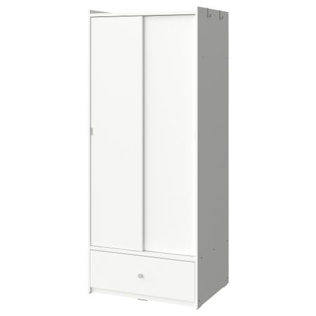 Гардероб с раздвижными дверями, белый, 80x191 см IKEA BRUKSVARA 805.758.81