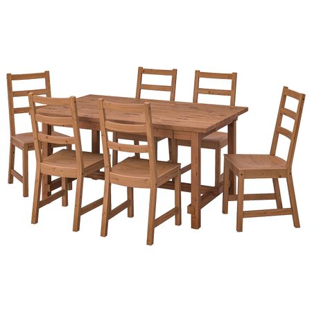 Стол и 6 стульев, морилка, антик/морилка, антик 152/223x95 см IKEA NORDVIKEN НОРДВИКЕН / NORDVIKEN НОРДВИКЕН 594.005.34