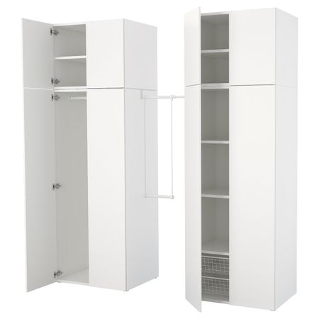 Гардероб, белый/Фоннес белый 195-220x57x241 см IKEA OPPHUS ОПХУС 792.401.44