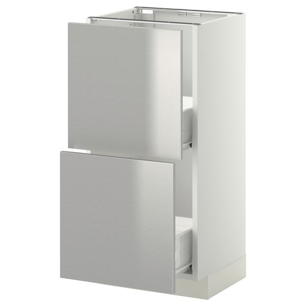Напольный шкаф с 2 ящиками МЕТОД / ФОРВАРА, белый, Гревста нержавеющ сталь - схема-чертеж с размерами