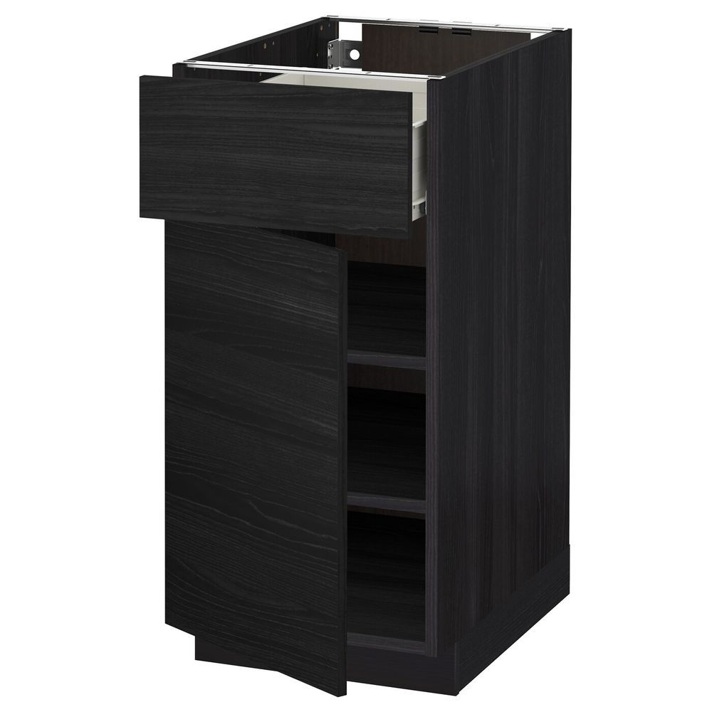 Напольный шкаф с ящиком/дверью, черный, Тингсрид черный 40x60 см IKEA МЕТОД / ФОРВАРА 692.673.46 - схема-чертеж с размерами
