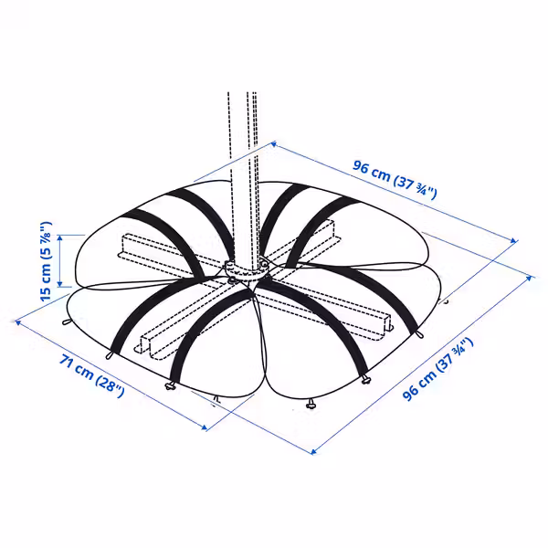IGGÖN Мешок песка д/опоры зонта от солнца - темно-серый - схема-чертеж с размерами