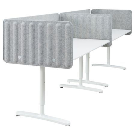 Стол с экраном, 320x80 48 см, белый, серый IKEA BEKANT БЕКАНТ 993.873.85