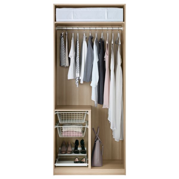 Гардероб ПАКС, под беленый дуб, Нексус дубовый шпон, беленый (100x60x236 см) - схема-чертеж с размерами