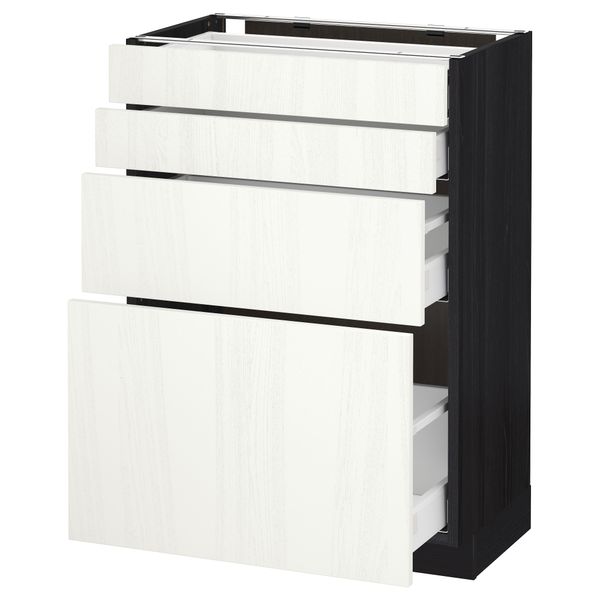 Напольный шкаф 4 фронтальных панели, 4 ящика МЕТОД / МАКСИМЕРА, черный, Росдаль белый - схема-чертеж с размерами