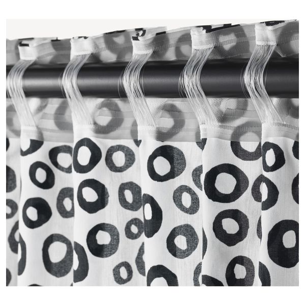 Гардины, 1 пара СОММАР 2018, белый, черный (145x300 см) - фото 2