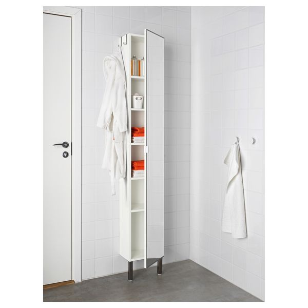 Высокий шкаф с зеркальной дверцей ЛИЛЛОНГЕН, белый - схема-чертеж с размерами