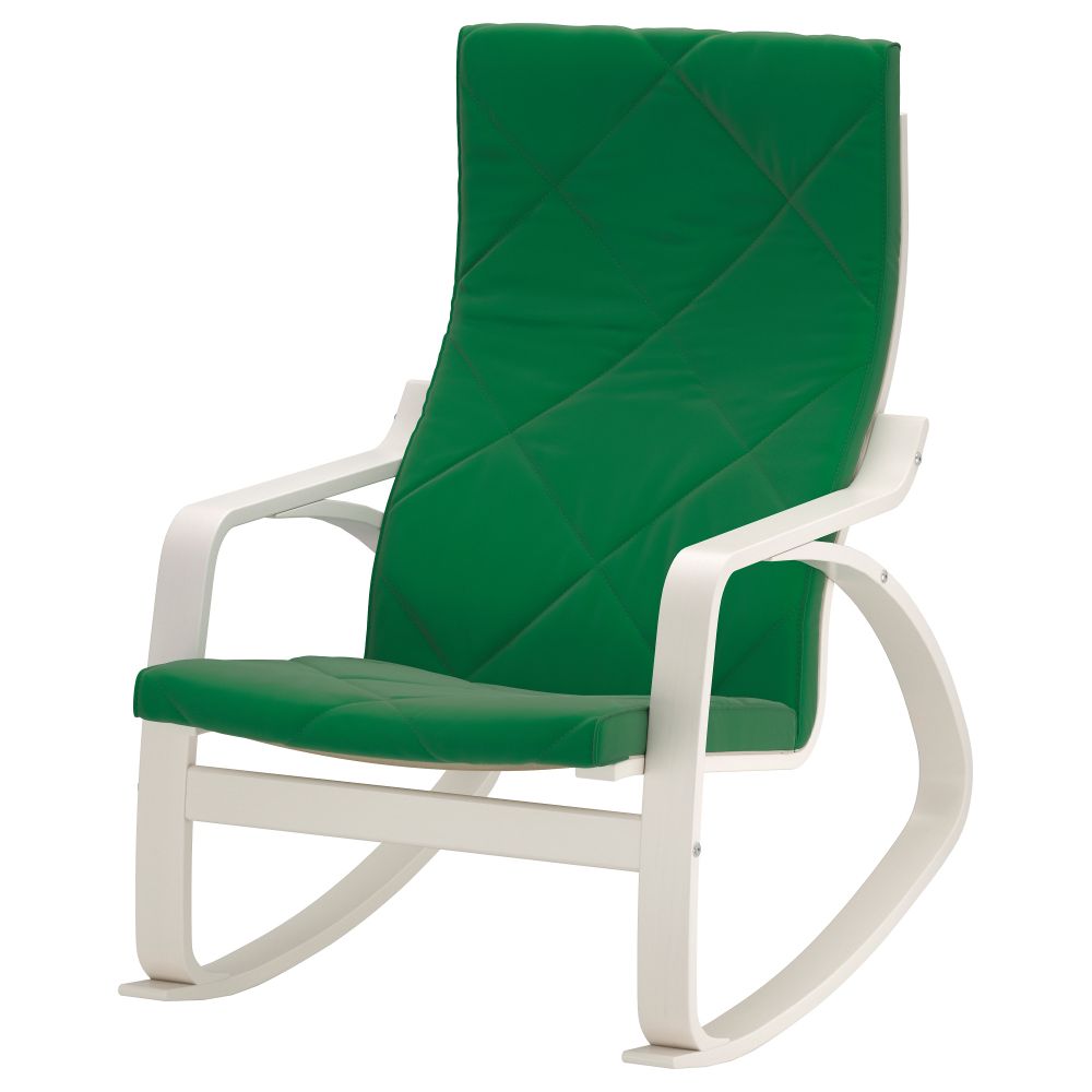 Кресло-качалка ПОЭНГ, белый, Сандбакка зеленый - фото 1