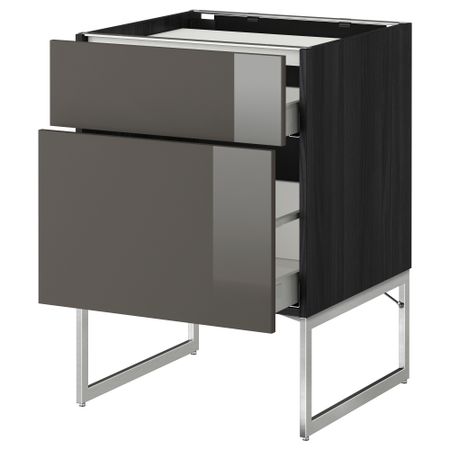Напольный шкаф, 2 фронтальных панели, 3 ящика МЕТОД / МАКСИМЕРА, черный, Рингульт серый