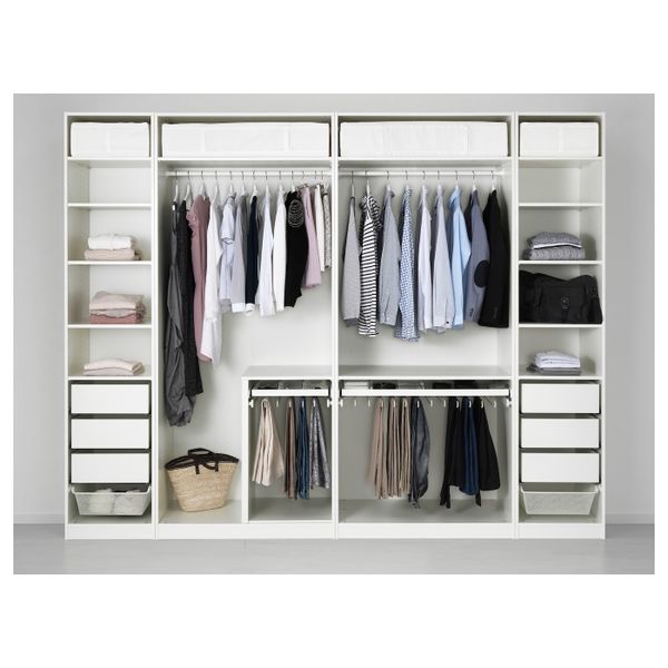 Гардероб, белый Тисседаль, Тисседаль стекло, 300x60x236 см IKEA ПАКС 092.488.17 - фото 2