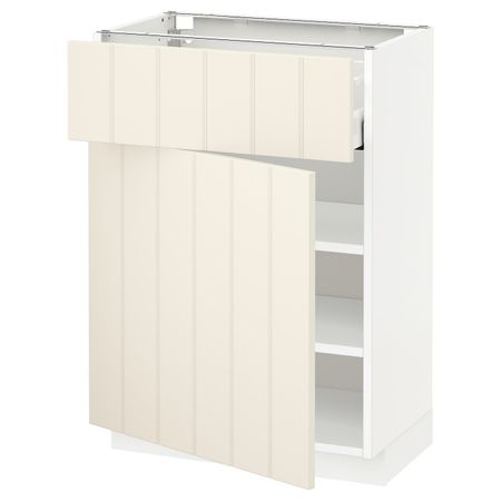 Напольный шкаф с ящиком/дверью, белый/Хитарп белый с оттенком 60x37 см IKEA METOD МЕТОД / MAXIMERA МАКСИМЕРА 692.307.15