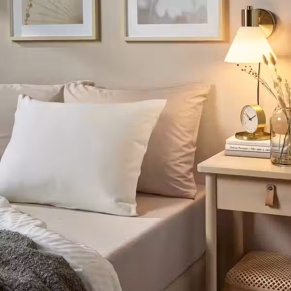 NATTJASMIN Простыня натяжная - светло-бежевый 160x200 см - фото 3