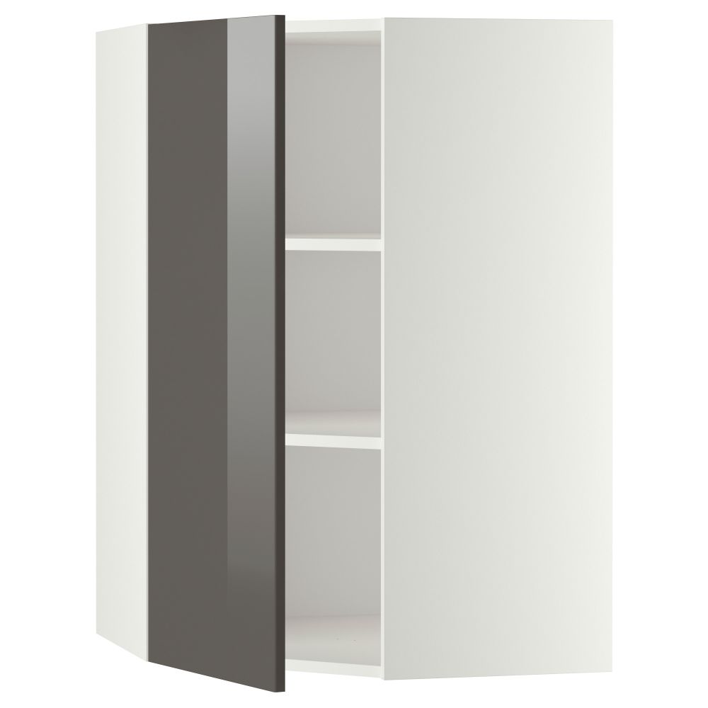Угловой навесной шкаф с полками МЕТОД, белый, Рингульт серый - схема-чертеж с размерами