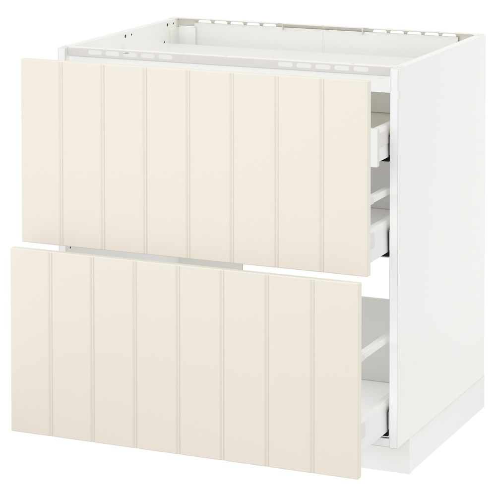 Напольный шкаф, 2 фронтальных панели, 3 ящика, белый/Хитарп белый с оттенком 80x60 см IKEA METOD МЕТОД / MAXIMERA МАКСИМЕРА - схема-чертеж с размерами