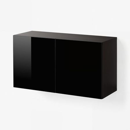BESTÅ Комбинация настенных шкафов - черно-коричневый/Selsviken чёрный 120x42x64 см