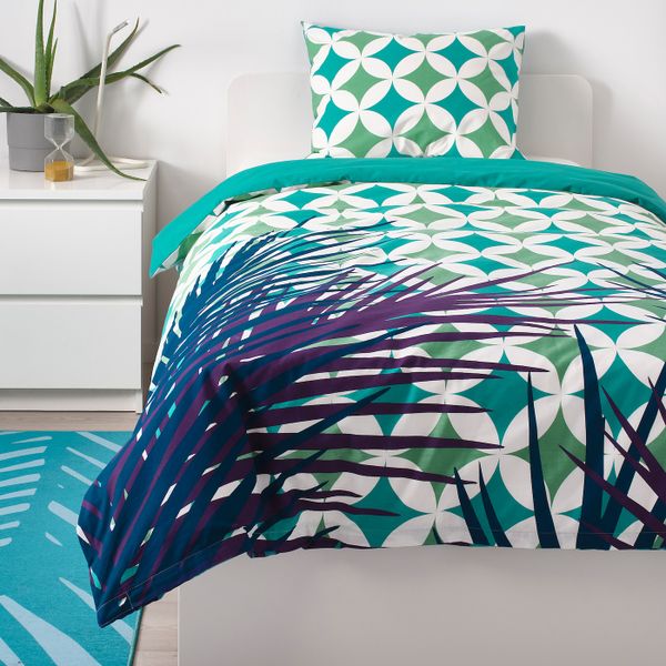 Пододеяльник и наволочка, под плитку/бирюзовый 150x200/50x70 см IKEA GRACIÖS ГРАСИОС 104.624.44 - фото 4