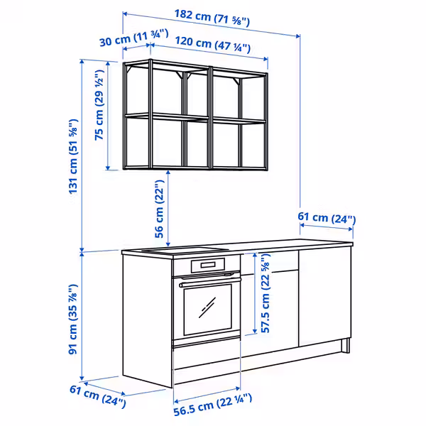 IKEA в интерьере - схема-чертеж с размерами