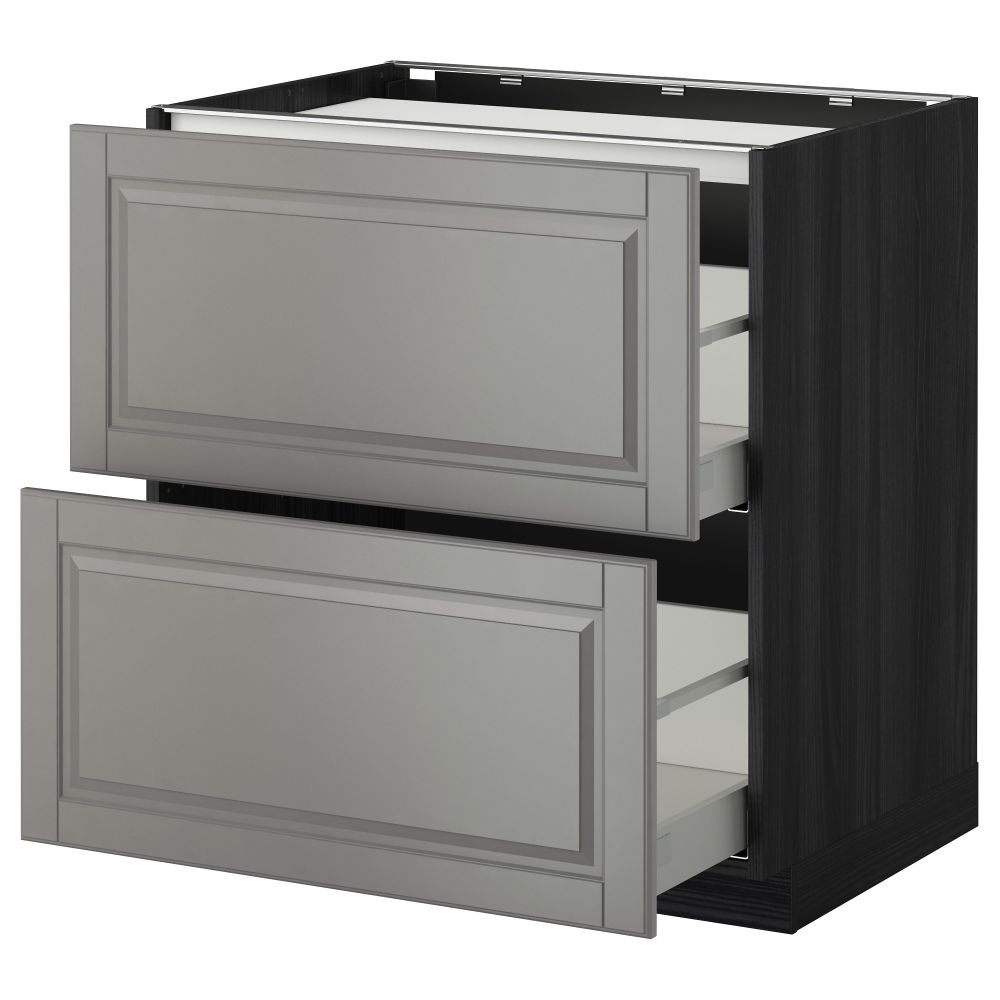 Напольный шкаф, 2 фронтальных панели, 3 ящика МЕТОД / МАКСИМЕРА, черный, Будбин серый - фото 1