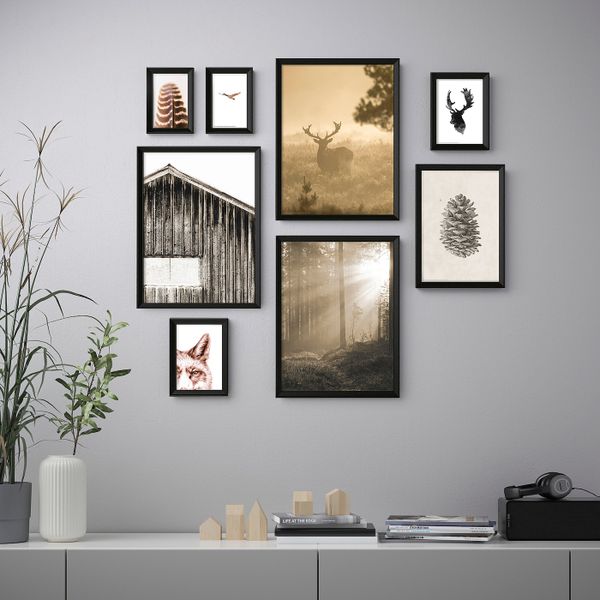 Рама с постером, 8 предм., В лесу IKEA KNOPPÄNG КНОППЭНГ 604.861.07 - схема-чертеж с размерами