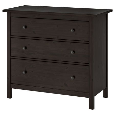 HEMNES Комод с 3 ящиками - черно-коричневый 108x96 см