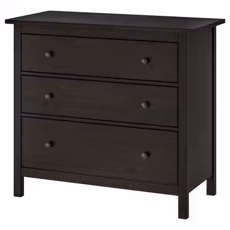 HEMNES Комод с 3 ящиками - черно-коричневый 108x96 см