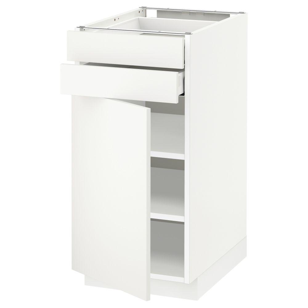 Напольный шкаф с дверцей, 2 ящиками МЕТОД / МАКСИМЕРА, белый, Хэггеби белый - схема-чертеж с размерами