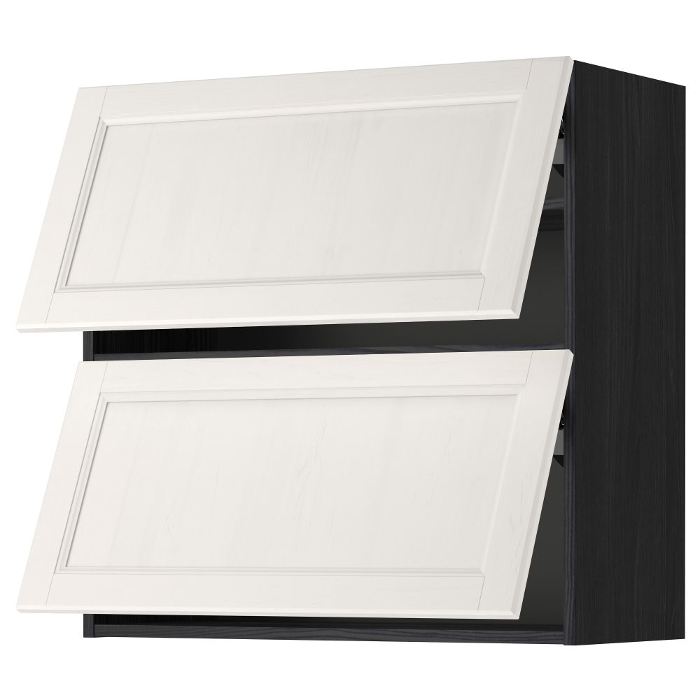 Навесной шкаф, 2 дверцы, горизонтальный МЕТОД, черный, Лаксарби белый - схема-чертеж с размерами