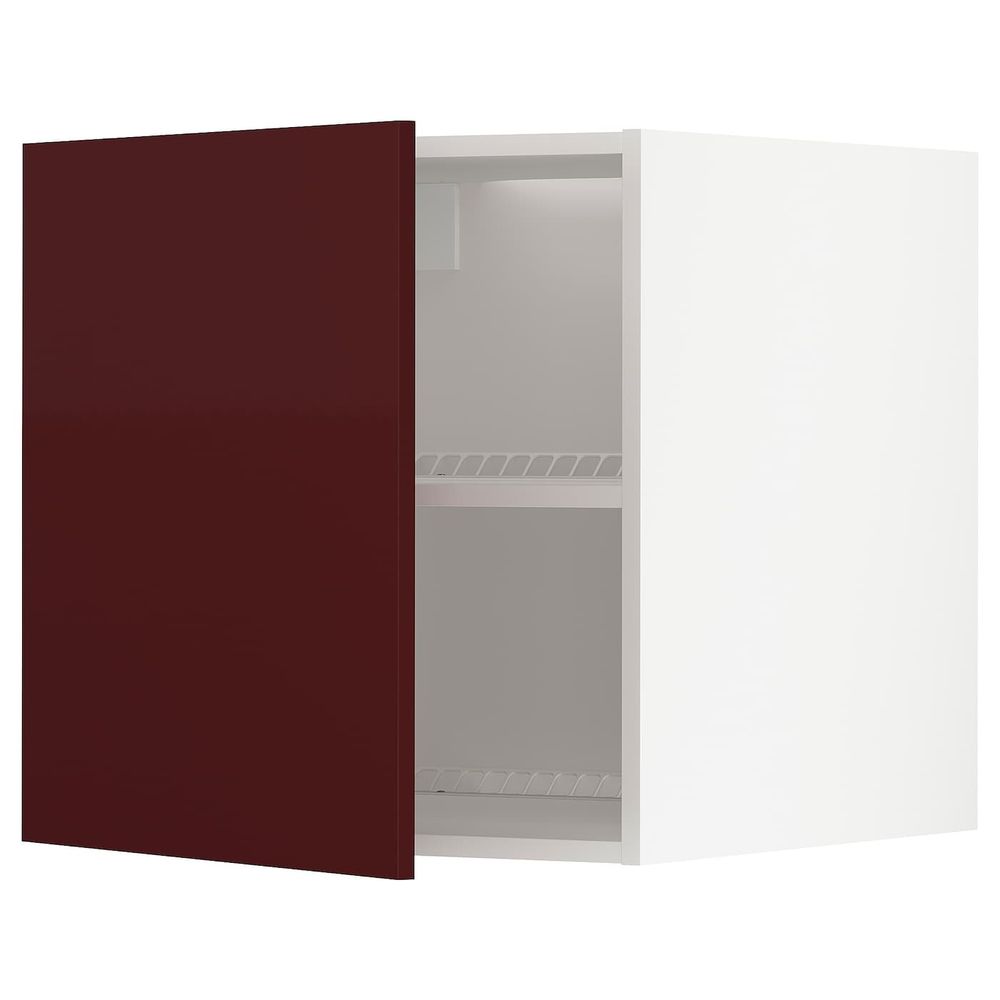 Верхний шкаф для холодильника/морозильн, белый Калларп/глянцевый темный красно-коричневый 60x60 см IKEA METOD МЕТОД 494.465.99 - фото 1