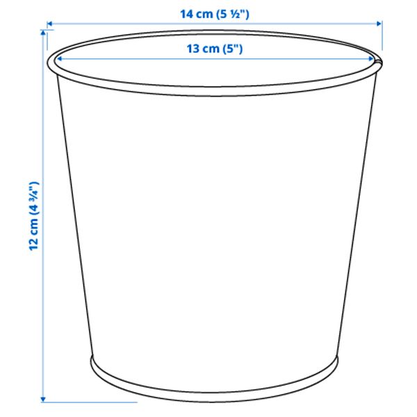 Кашпо, желтая медь, 12 см IKEA DAIDAI ДЭИДЭИ 703.594.20 - схема-чертеж с размерами